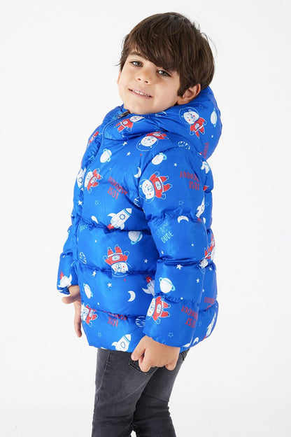 Boy's Coat Character Printed Blue 15611