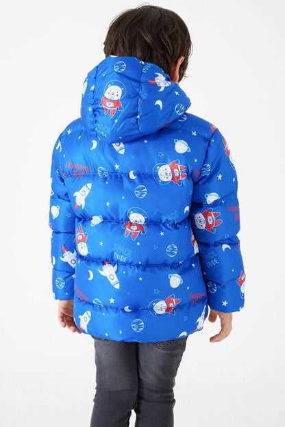 Boy's Coat Character Printed Blue 15611