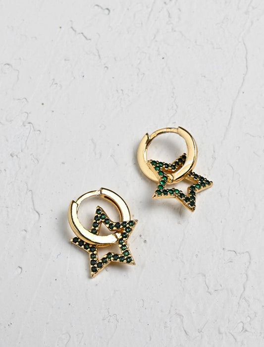 Green Star Figured Stone Earrings