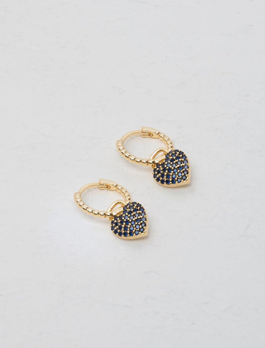 Dark Blue Heart Figured Stone Earrings