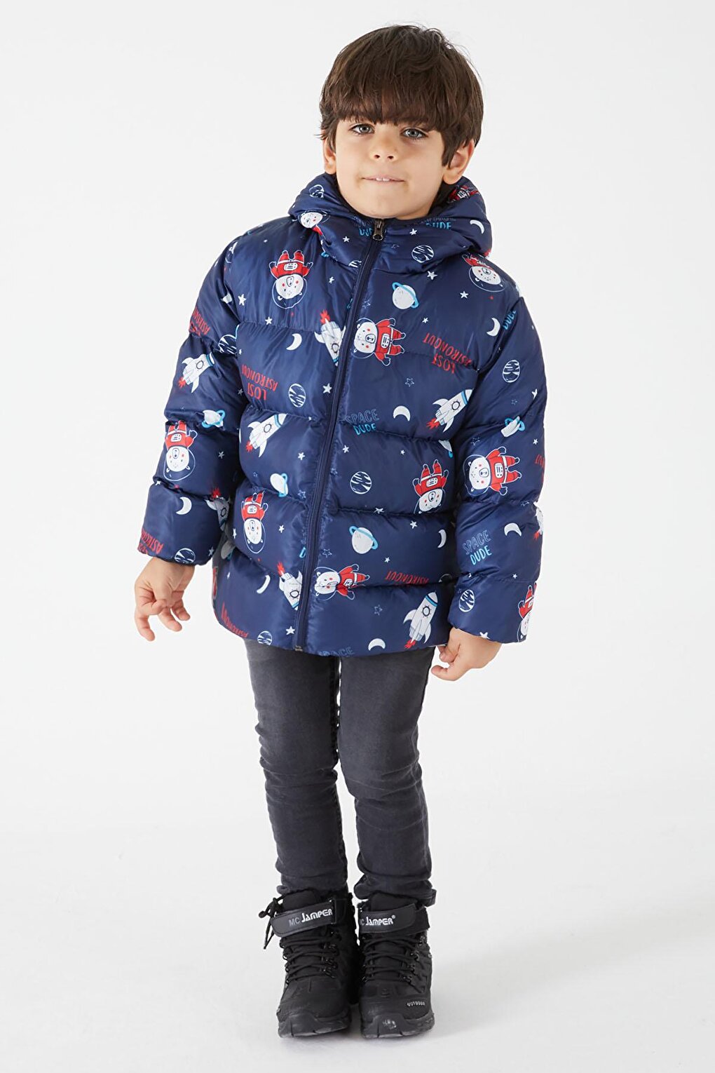 Boy's Coat Character Printed Navy Blue 15628