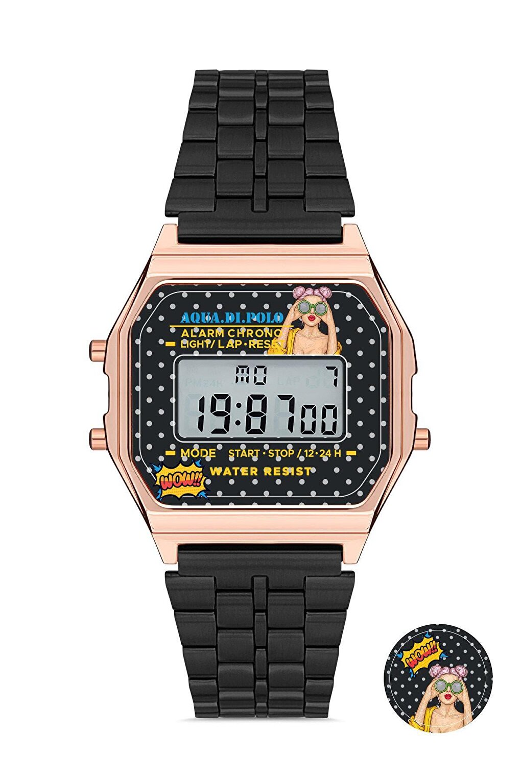 Unisex Black Retro Pop Digital Wristwatch Apwa065708