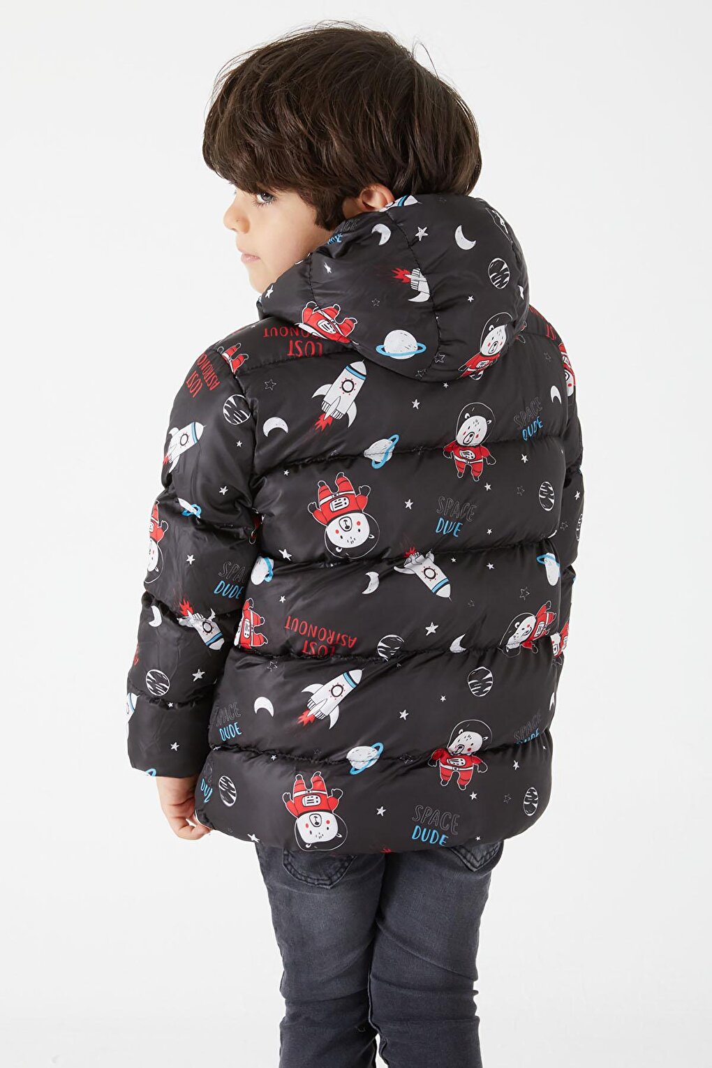 Boy's Coat Character Printed Black 15631