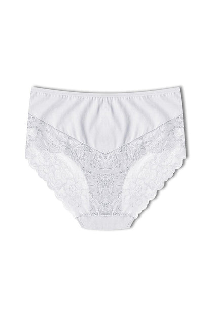 Cotton High Waist Plus Size Lace Women's Panties 3-Piece