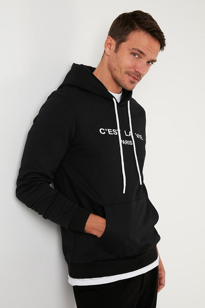 Slim Fit Hooded Kangaroo Pocket Lined Lined Sweat 568R705