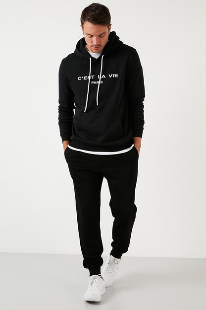 Slim Fit Hooded Kangaroo Pocket Lined Lined Sweat 568R705