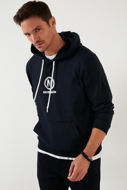 Slim Fit Hooded Kangaroo Pocket Lined Lining Sweat 568R703