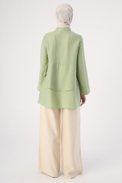 Light Green Flounced Collar Half Layer Tunic