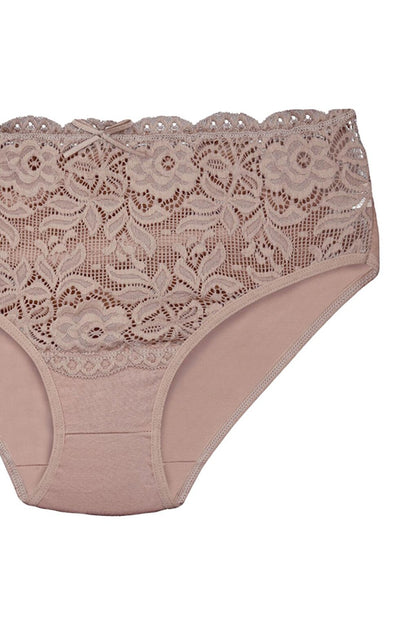 Cotton Front Waist Lace Detail Women's Panties 5-Piece