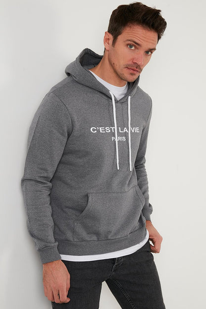 Slim Fit Hooded Kangaroo Pocket Lined Lined Sweat 568R705