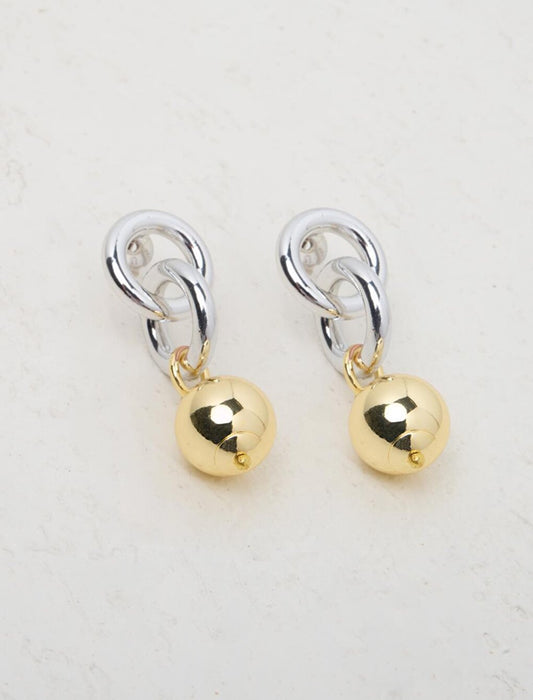 Stylish Dangle Earrings with Silver Ball Figures