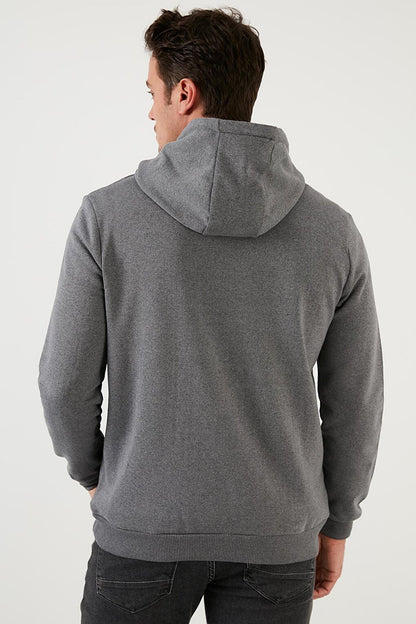 Slim Fit Hooded Kangaroo Pocket Lined Lined Sweat 568R705