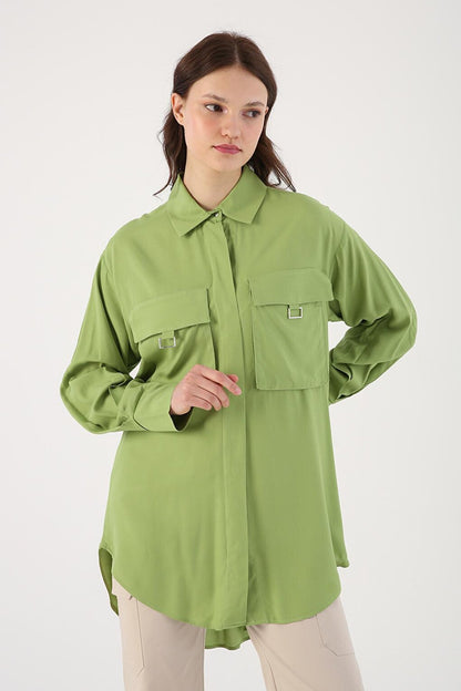 Green Chest Pocket Shirt Tunic