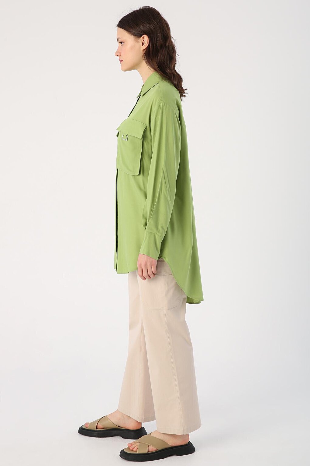 Green Chest Pocket Shirt Tunic