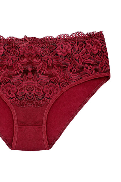 Cotton Front Waist Lace Detail Women's Panties 3-Piece