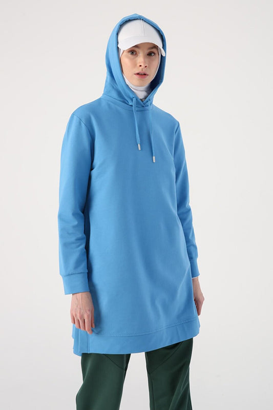 Saks Slit Hooded Basic Sweat Tunic