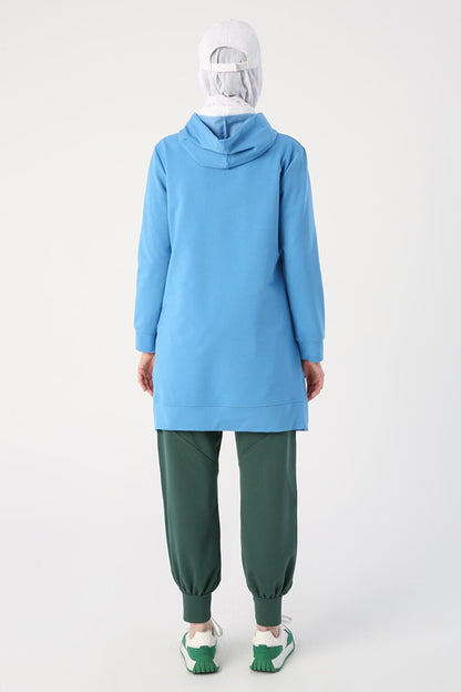 Saks Slit Hooded Basic Sweat Tunic