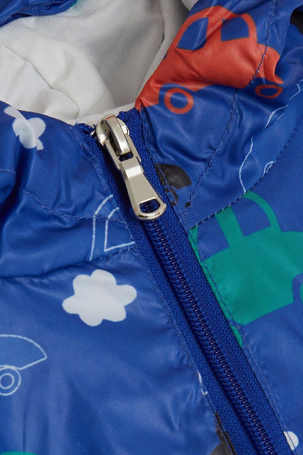 Boy's Raincoat Colorful Cars Patterned Saks Blue (Age 1-6)