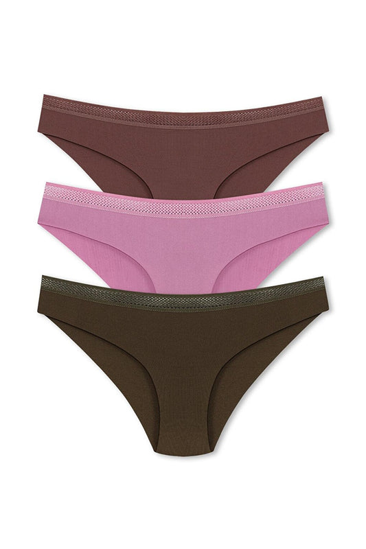 Interlock Laser Cut Honeycomb Rubber Slip Women's Panties 3-Piece