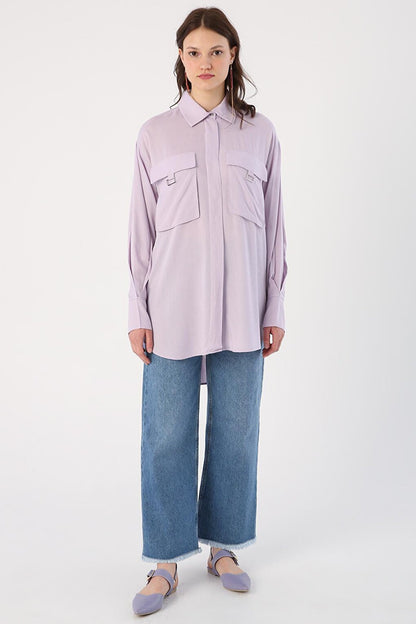 Lilac Chest Pocket Shirt Tunic