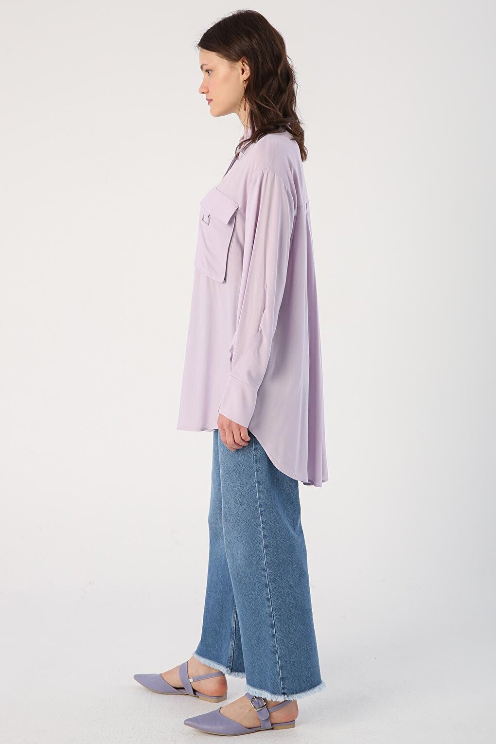 Lilac Chest Pocket Shirt Tunic