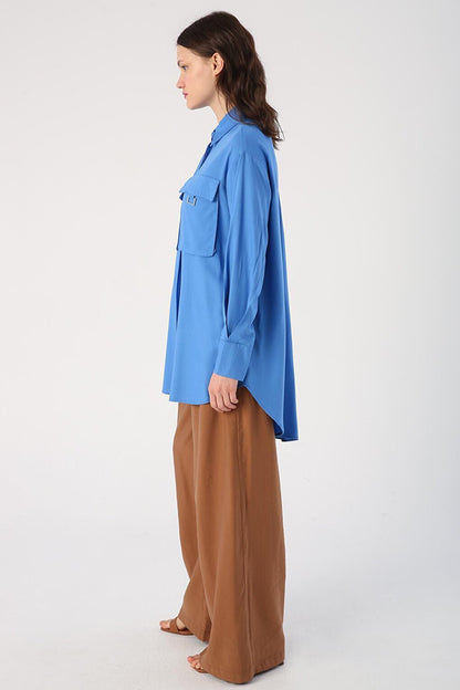 Blue Chest Pocket Shirt Tunic