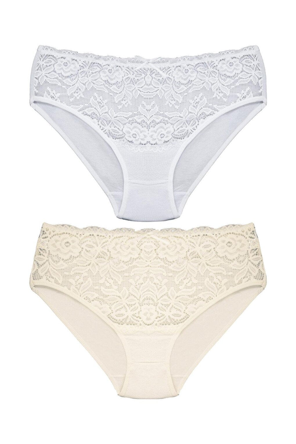 Cotton Front Waist Lace Detail Women's Panties 2-Piece