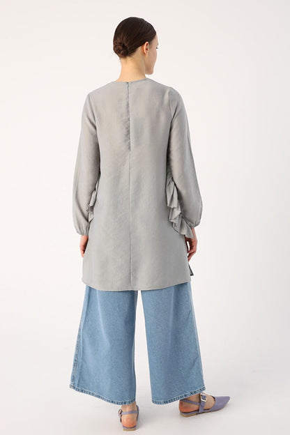 Gray Flounce Detailed Tunic