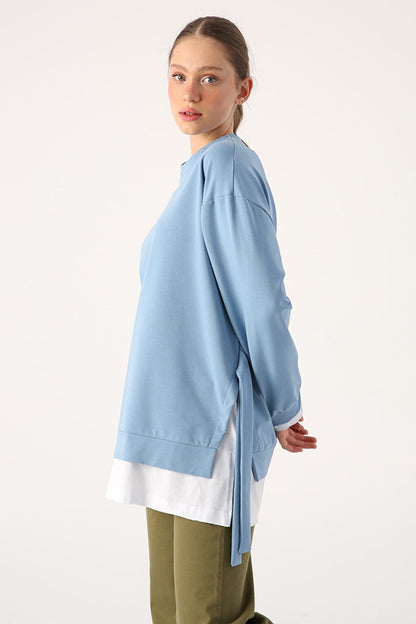 Ocean Belted Knitted Sweat Tunic with Garnished Hem