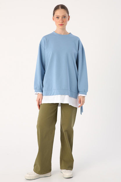 Ocean Belted Knitted Sweat Tunic with Garnished Hem