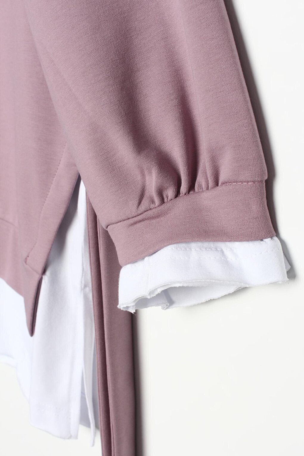 Lilac Belted Knitted Sweat Tunic with Garnished Hem