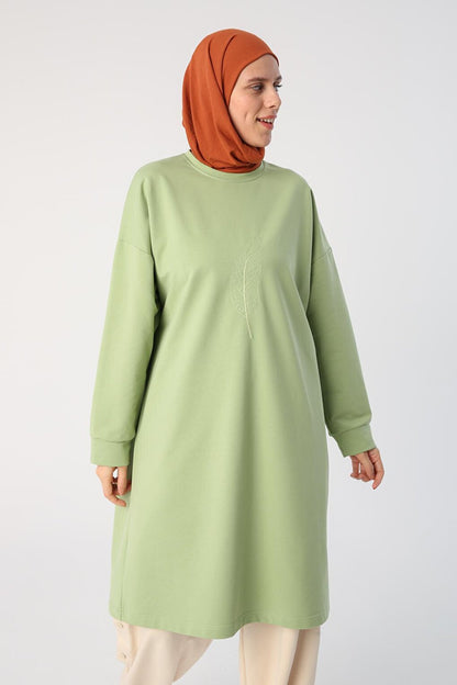 Light Green Large Size Embroidered Tunic