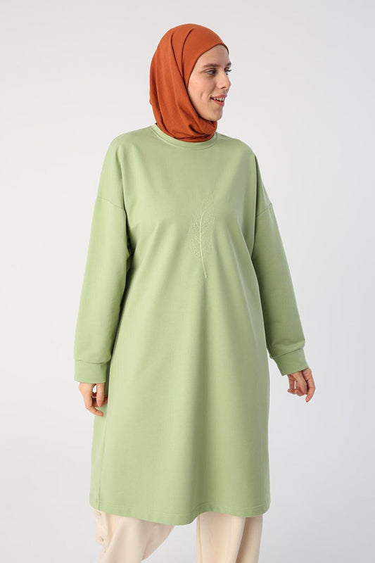 Light Green Large Size Embroidered Tunic