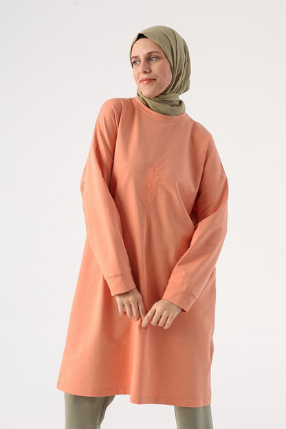 Salmon Large Size Embroidered Tunic