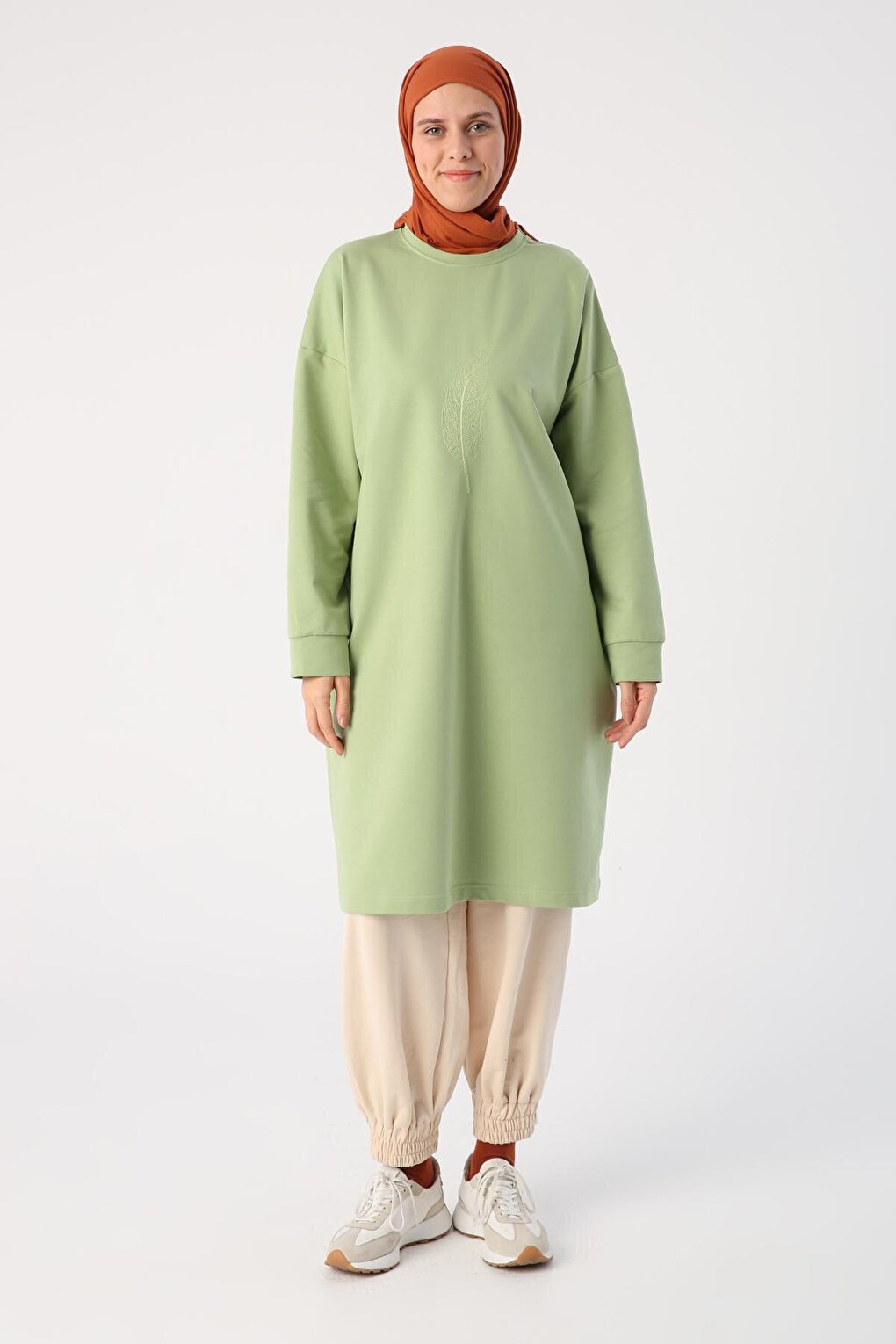 Light Green Large Size Embroidered Tunic