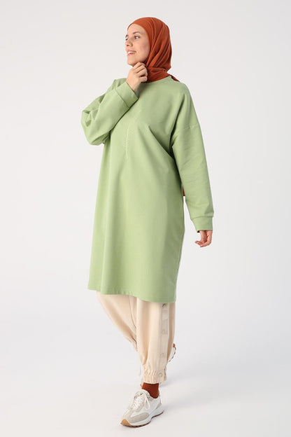 Light Green Large Size Embroidered Tunic