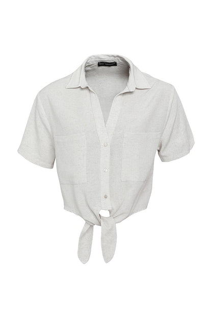 Linen Binding Detailed Shirt Natural