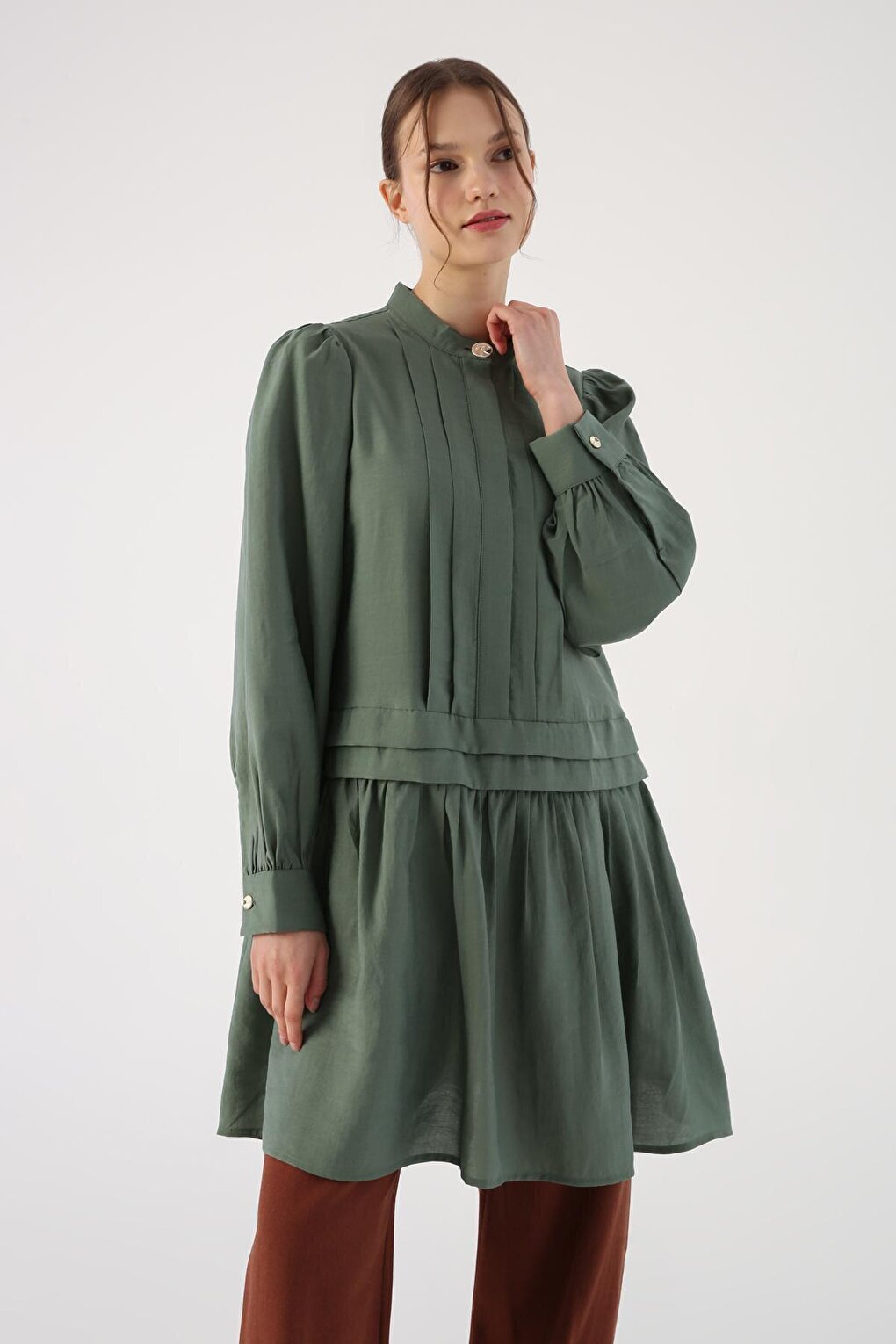 Nefti Pleat Detailed Shirt Tunic