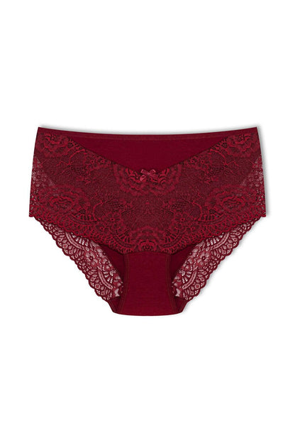 Plus Size Women's Panties with Lace Detail on Front and Leg 3-Piece