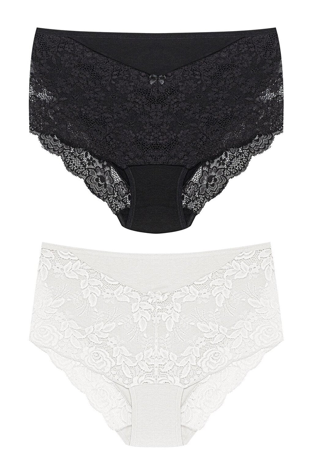 Plus Size Women's Panties with Lace Detail on Front and Leg, 2-pack