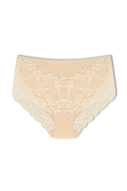 Plus Size Women's Panties with Lace Detail on Front and Leg 3-Piece