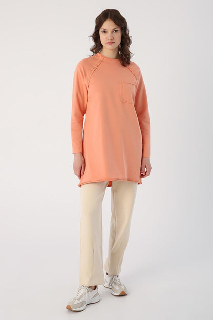 Salmon Glitter Stitched Single Pocket Tunic