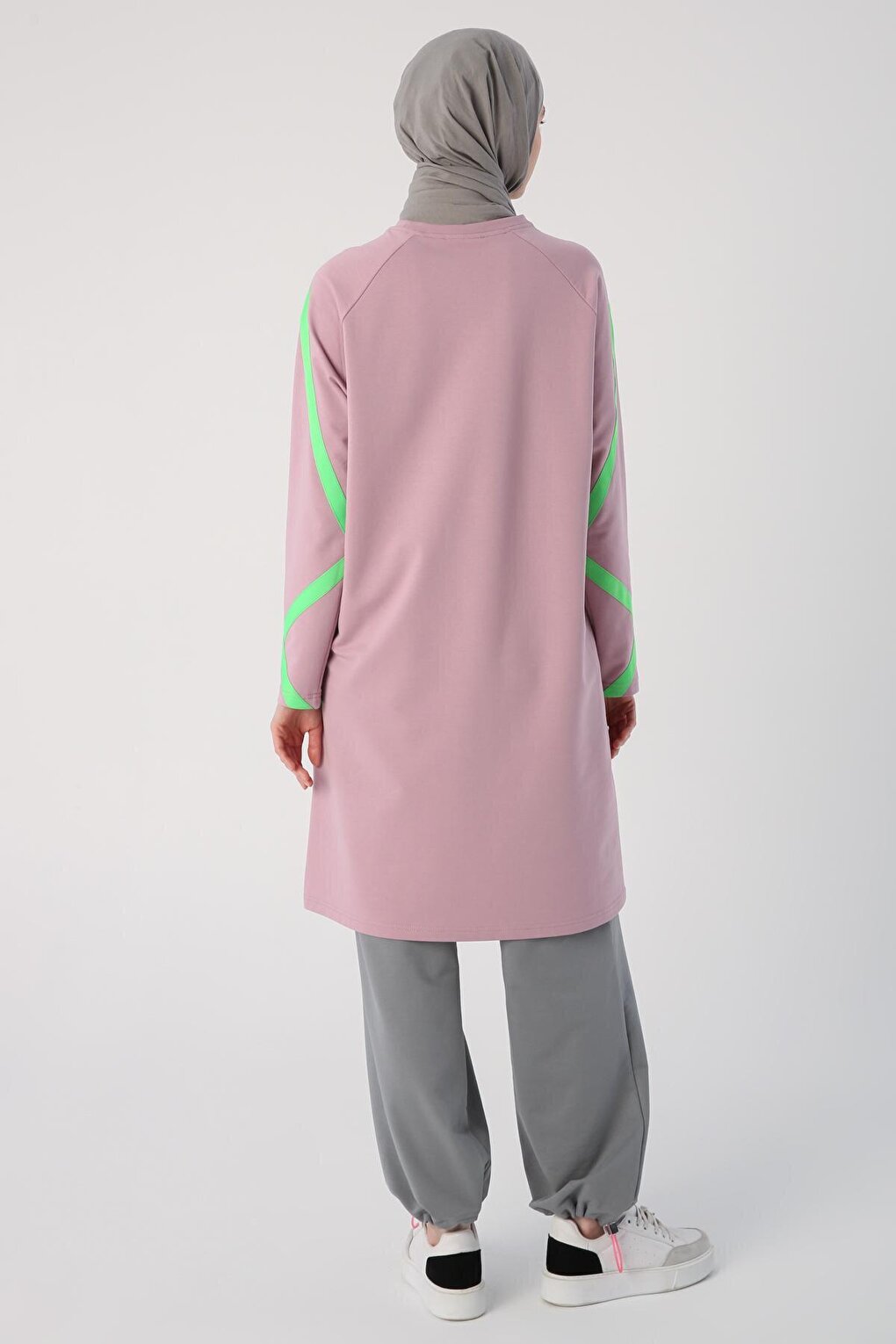 Soft Lilac Neon Stripe Detailed Sweat Tunic