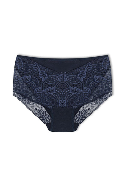 Plus Size Women's Panties with Lace Detail on Front and Leg 3-Piece