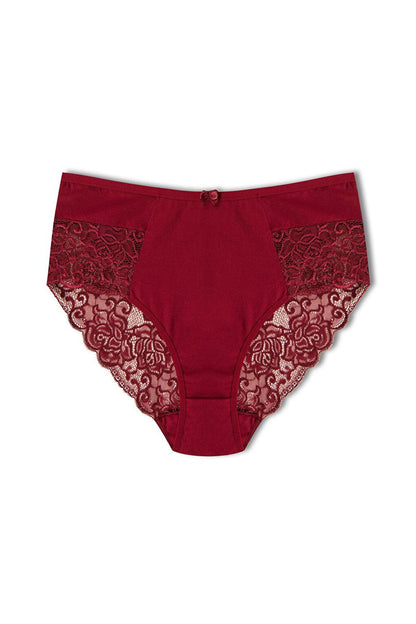 Cotton High Waist Plus Size Lace Women's Panties 2-Piece