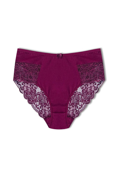 Cotton High Waist Plus Size Lace Women's Panties 2-Piece