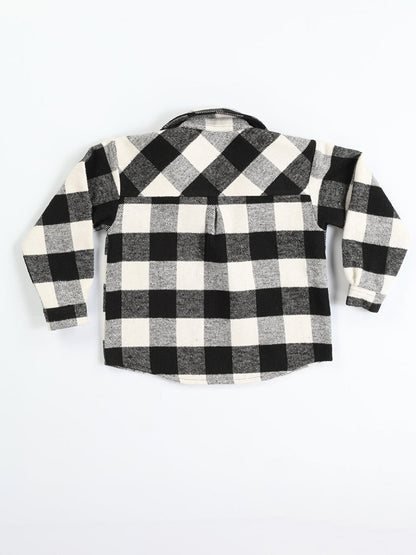 Woven BLACK White Plaid Girls Shirt