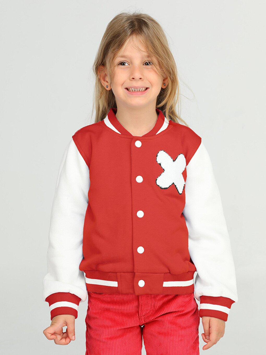 Red Embroidered College Jacket