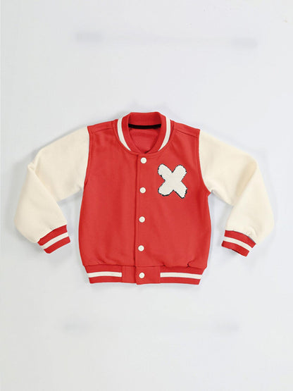 Red Embroidered College Jacket