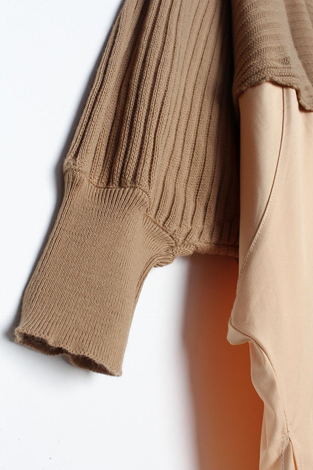 Beige01 Woven Garnished Knitwear Tunic